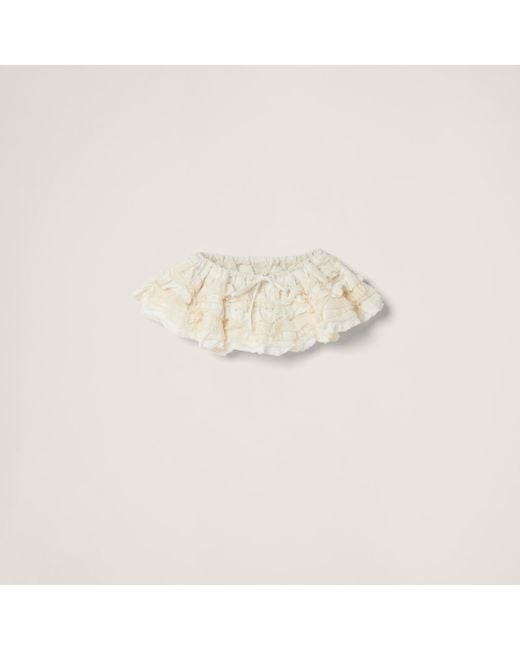 Miu Miu White Slubbed Canvas Miniskirt