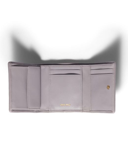 Miu Miu White Small Matelassé Nappa Leather Wallet