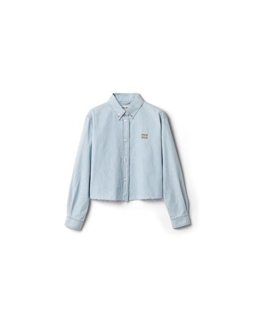 Miu Miu Blue Striped Chambray Shirt