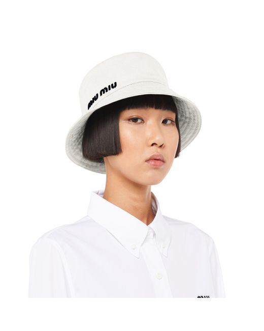 Miu Miu White Drill Bucket Hat