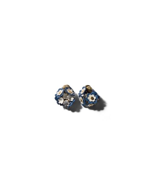 Miu Miu Blue Metal And Leather Earrings