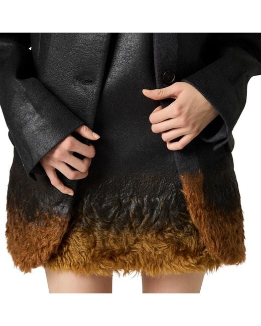 Miu Miu Black Double Wool And Shearling Dress