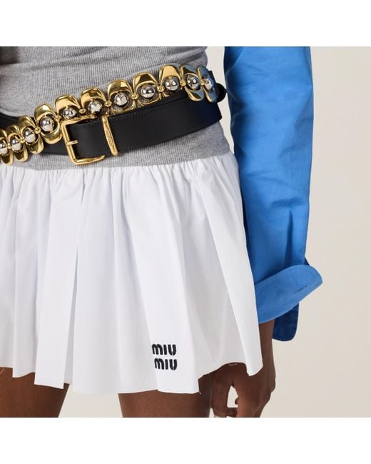 Miu Miu Poplin And Jersey Miniskirt | Lyst