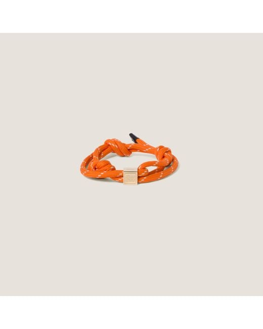 Miu Miu Orange Cord And Nylon Bracelet