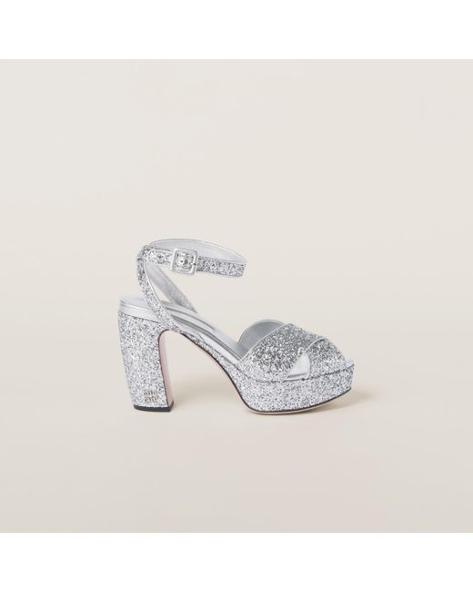 Miu Miu Metallic Glitter Sandals
