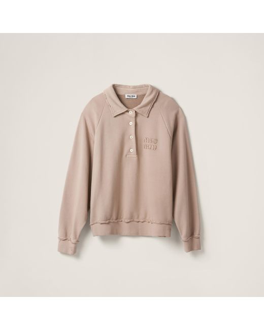 Miu Miu Natural Garment-dyed Cotton Fleece Sweatshirt