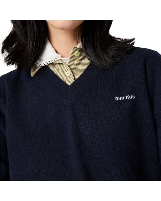 Miu Miu Blue Wool And Cashmere Sweater