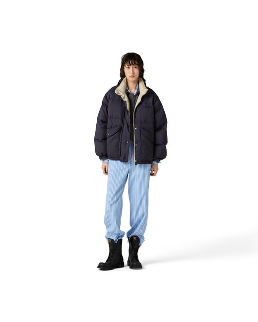 Miu Miu Blue Reversible Technical Pongé Down Jacket