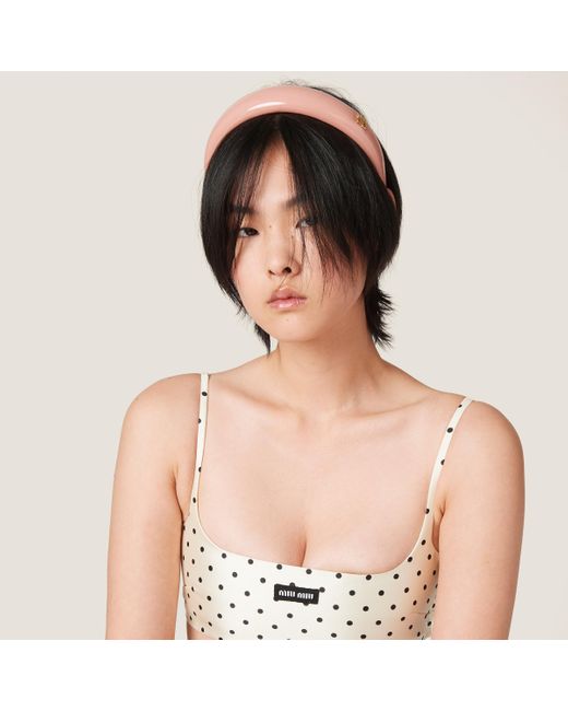 Miu Miu Pink Patent Leather Headband
