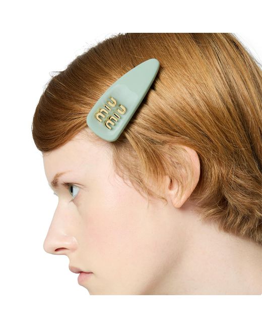 Miu Miu Green Patent Leather Hair Clip