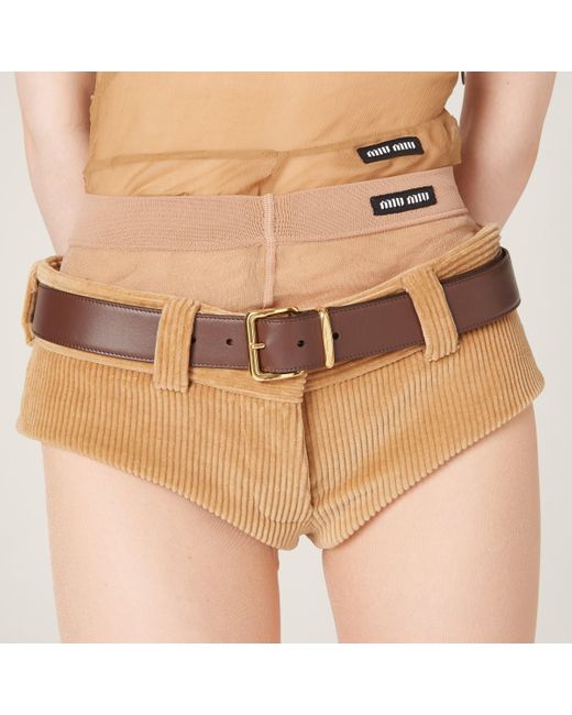 Miu Miu White Corduroy Shorts