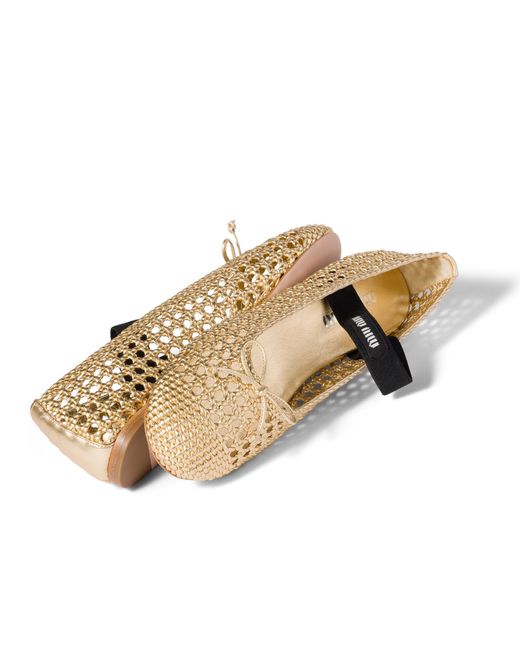 Miu Miu Metallic Woven Mordoré Nappa Leather Ballerinas