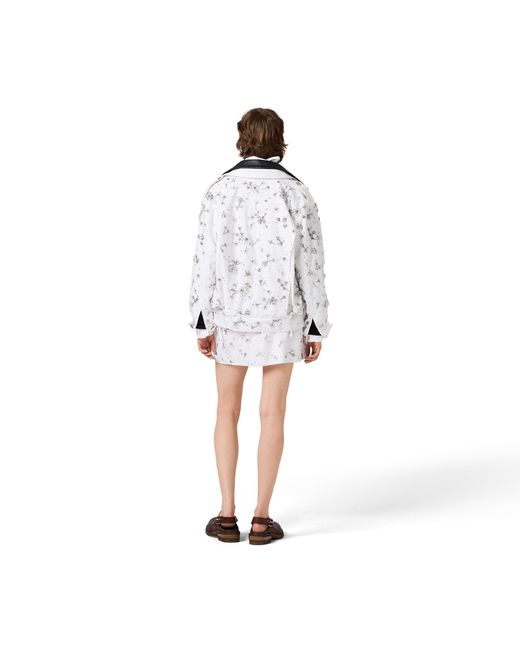 Miu Miu White Embroidered Poplin Miniskirt