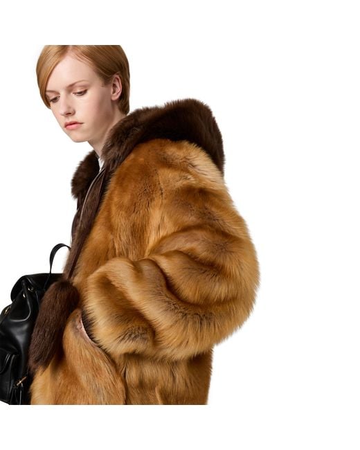 Miu Miu Brown Shearling Blouson Jacket
