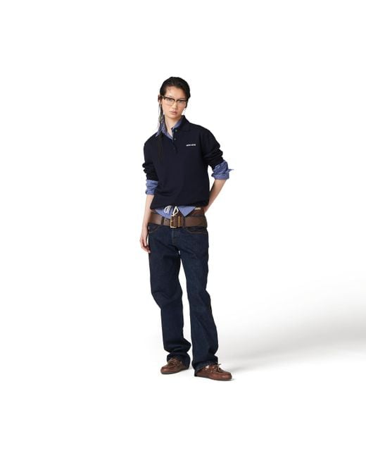 Miu Miu Blue Wool Knit Polo Shirt