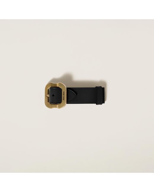 Miu Miu Black Leather Bracelet With Buckle