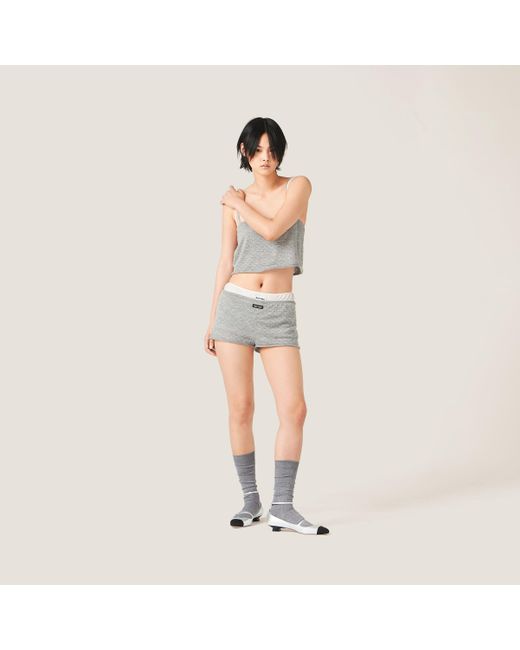Miu Miu Gray Cashmere And Silk Shorts