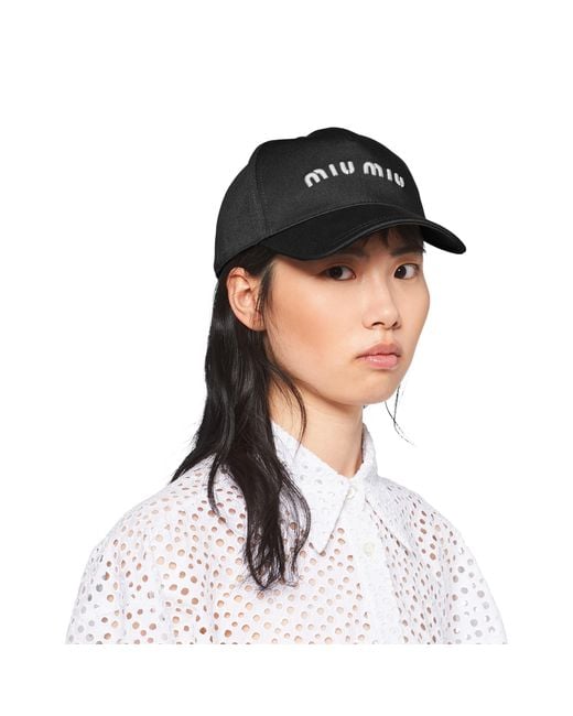 Miu Miu Black Brand-embroidered Velour Cap