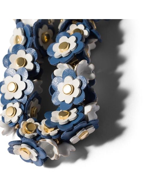 Miu Miu Blue Metal And Leather Necklace