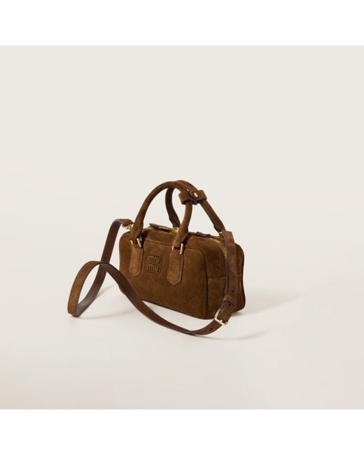Miu Miu Brown Arcadie Padded Suede Top-Handle Bag
