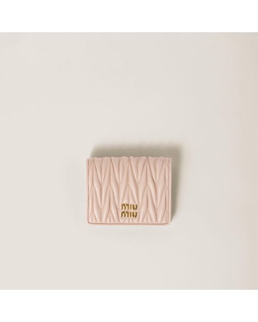 Miu Miu Small Matelassé Nappa Leather Wallet in Pink | Lyst