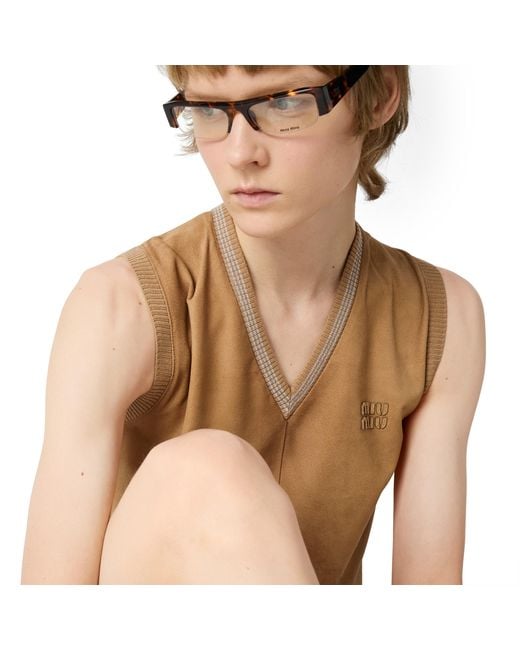 Miu Miu Natural Wool And Suede Vest