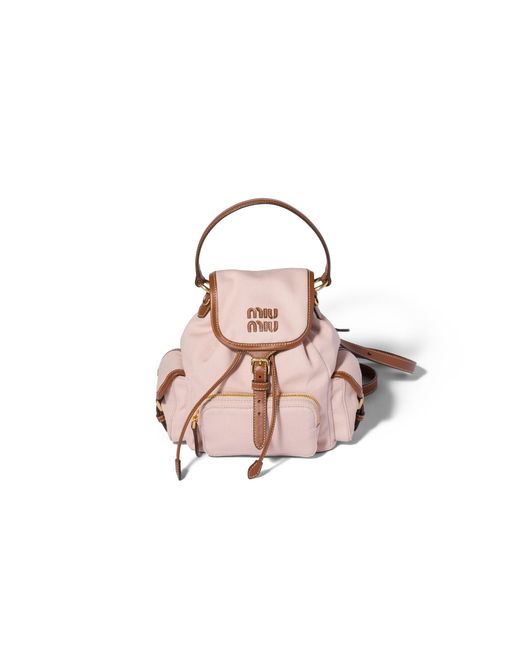 Miu Miu Pink Canvas And Leather Backpack