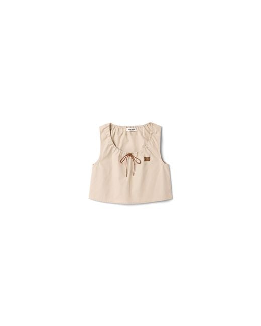 Miu Miu Natural Panama Cotton Crop Top
