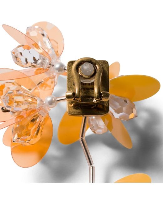 Miu Miu Metallic Single Metal Earring With Pearl And Crystals