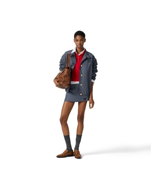 Miu Miu Blue Checked Technical Fabric Mini Skort