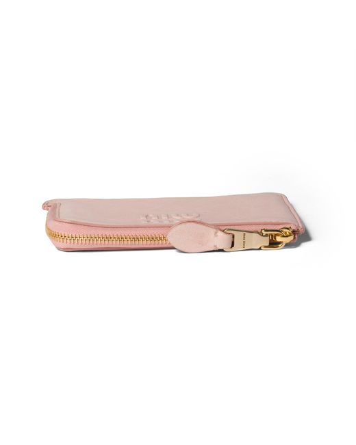 Miu Miu Pink Nappa Leather Envelope Card Holder