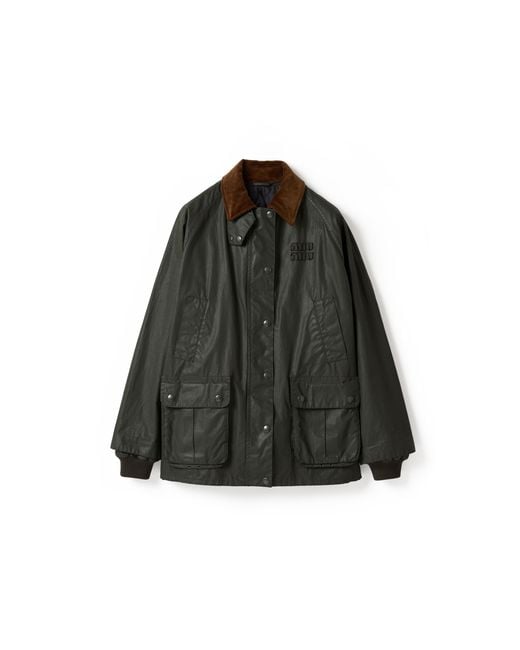 Miu Miu Black Resin-Finish Poplin Caban Jacket