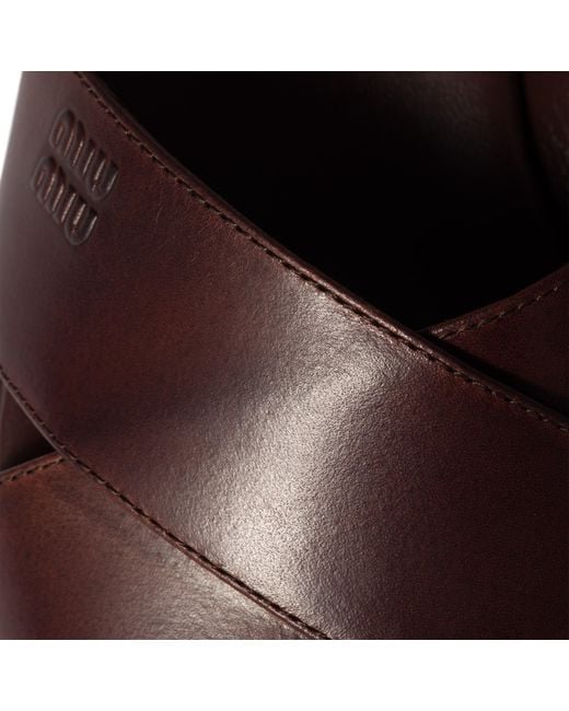 Miu Miu Brown Leather Platform Sandals