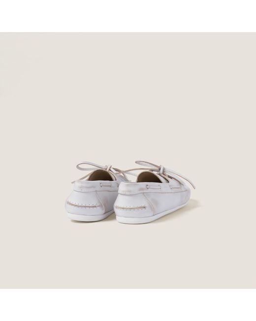 Miu Miu White Unlined Bleached Leather Loafers