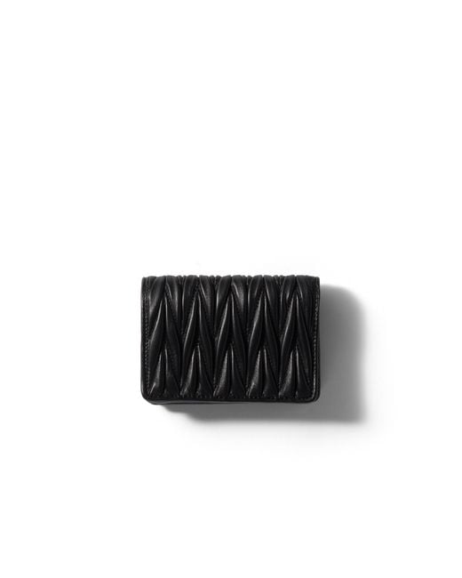 Miu Miu Black Small Matelassé Nappa Leather Wallet