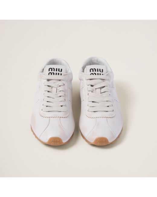 Miu Miu White Bleached Nappa Leather Sneakers