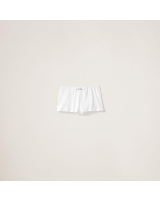 Miu Miu White Ribbed Knit Boxer Shorts