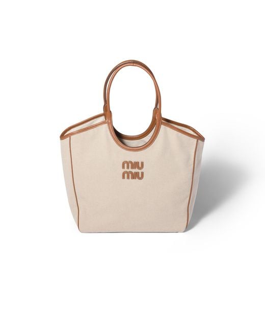 Miu Miu Natural Ivy Canvas And Leather Bag