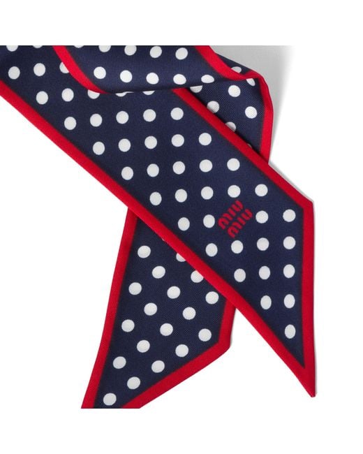 Miu Miu Red Printed Twill Scarf