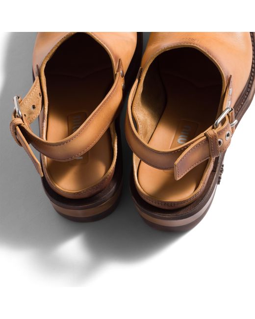 Miu Miu Brown Foule Leather Mules