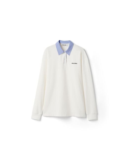 Miu Miu White Cotton Piqué Polo Shirt