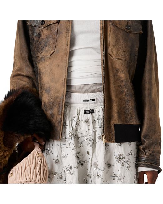 Miu Miu White Embroidered Duchesse Skirt