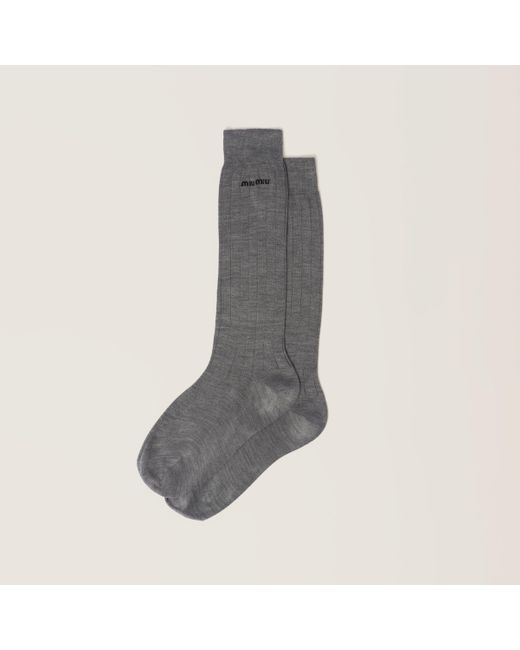 Miu Miu Gray Silk Socks
