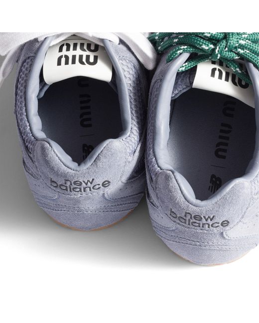 Miu Miu Blue New Balance X 530 Sl Suede And Mesh Sneakers