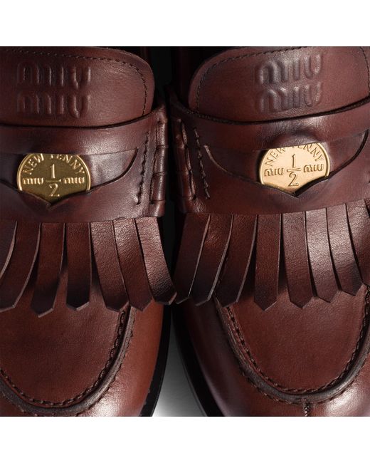 Miu Miu Brown Leather Loafers