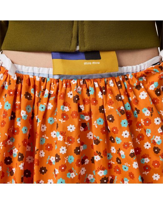Miu Miu Orange Poplin Skirt