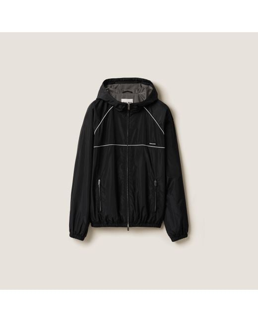 Miu Miu Technical Silk Zipper Blouson Jacket in Black | Lyst