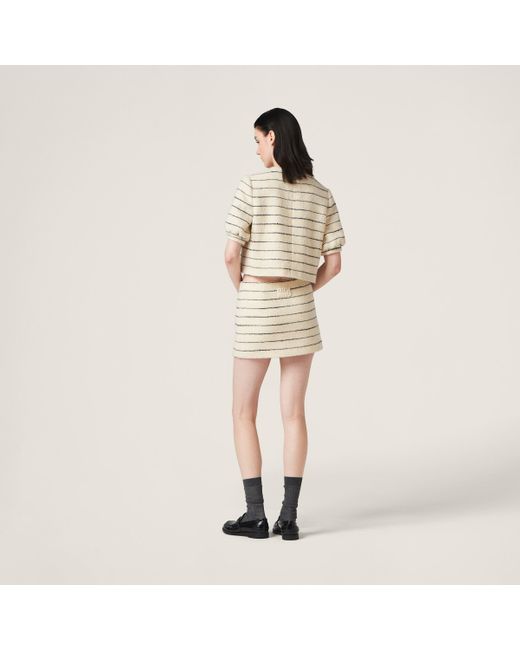Miu Miu Natural Striped Bouclé Miniskirt
