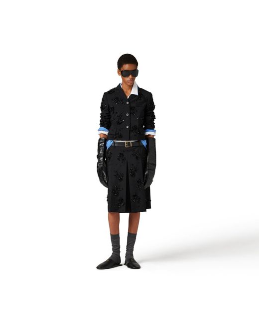 Miu Miu Black Embroidered Kid Mohair Skirt
