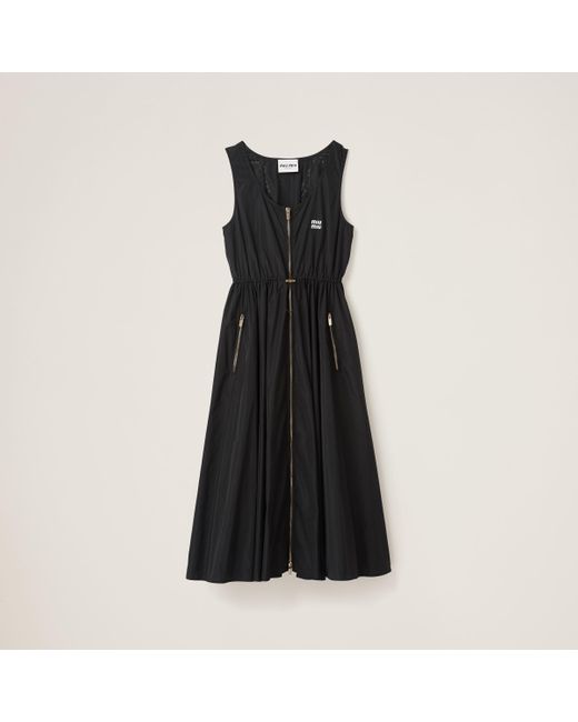 Miu Miu Black Sleeveless Technical Silk Dress